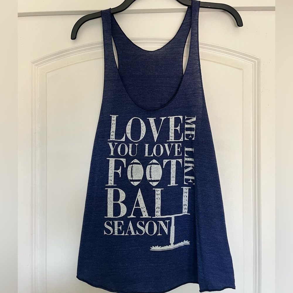 Love me like you love football season quote graphic tank top